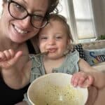 Alyssa Penick enjoying Thai Pumpkin Soup with her daughter